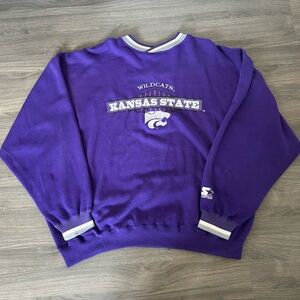 Vintage Starter College Kansas State Wildcats Graphic Embroidered Crewneck